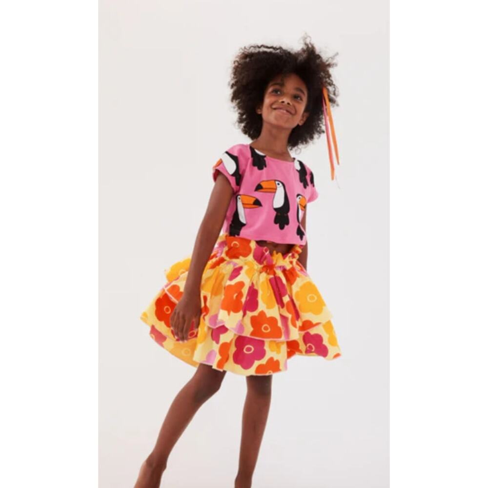 Kukukid Skirt Yellow Flower Girls Size 7/8